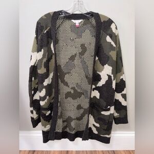 No boundaries open front camo cardigan juniors S minimalist basic